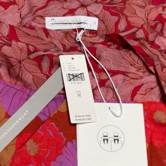 Anthropologie Carolina K Kinsale Floral Wrap Skirt in Red Motif Size Medium NWT - Picture 11 of 13